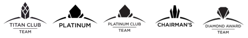 titan club team, platinum, platinum club team, chairman's and diamond award team logos